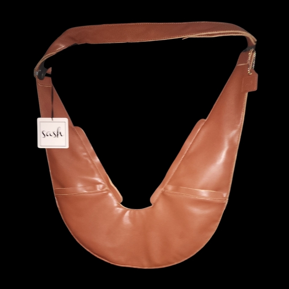 Brown Faux Leather SASH Fringe Crossbody Bag - Picture 2 of 11